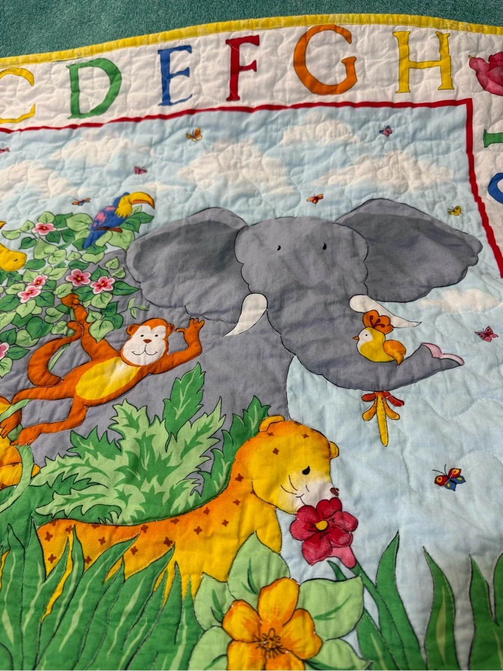 Colorful Jungle Animal Alphabet Multi-Use Quilt
